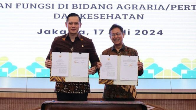 
					Dukung Peningkatan Kualitas Kesehatan Sebagai Faktor Indeks Pembangunan Manusia, Menteri AHY Teken MoU Dengan Menkes