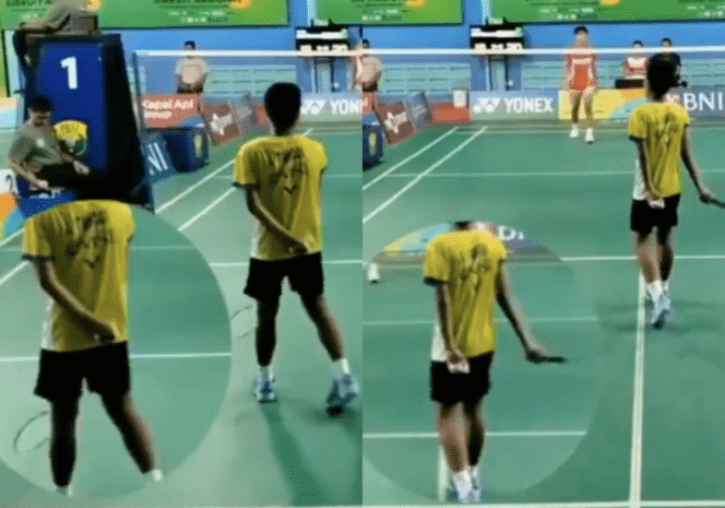 
					Viral video kecurangan atlet muda binaan Exist Badminton Club yang meremas shuttlecock. (X/@bluebukbiru)

