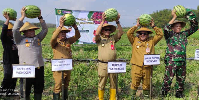 
					Kapolres Wonogiri bersama Forkopimda Hadiri Gerakan Tanam Cabai dan Panen Semangka di Baturetno