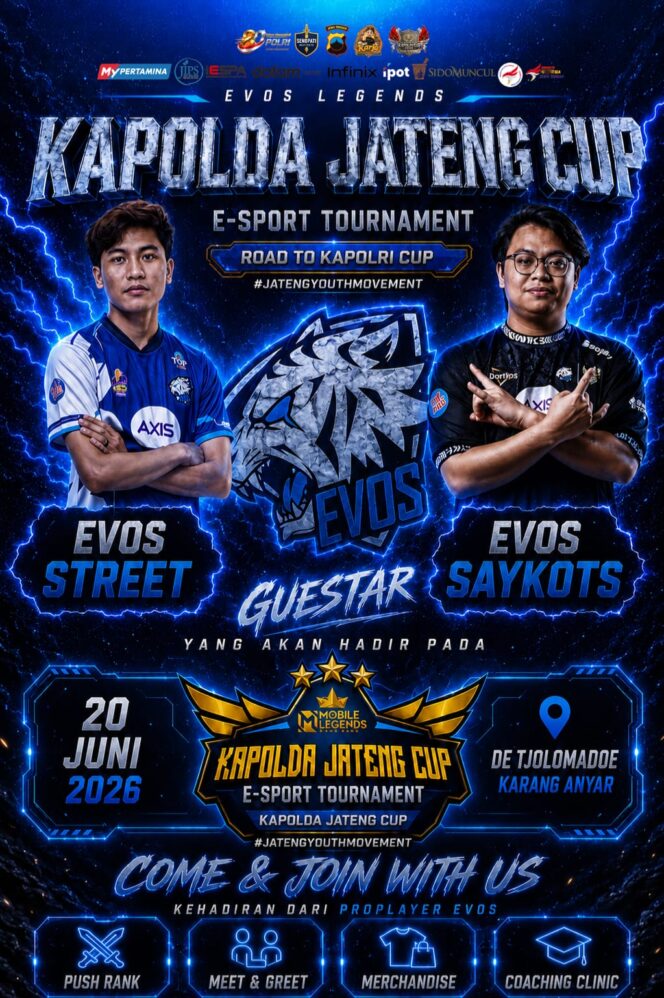 
					Kapolda Cup 2026 di De Tjolomadoe Hadirkan Sesi Meet & Greet Pro Player dan Influencer E-Sport; Event Spektakuler, Siap Manjakan Pengunjung Secara Gratis